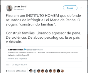 Instituto Homem, que defende acusados pela Lei Maria da Penha, gera revolta na internet 2 | Juristas comentário instituto homem