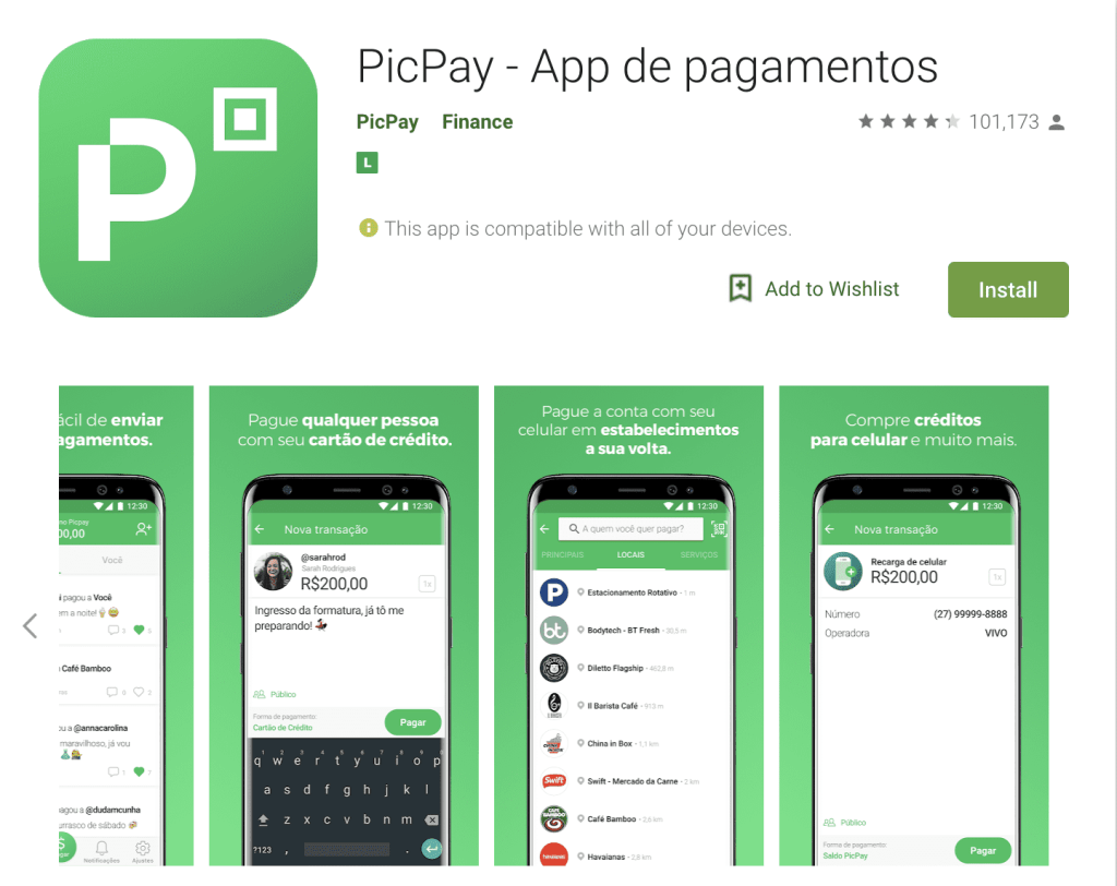 Aplicativo Android - Google Play - Picpay